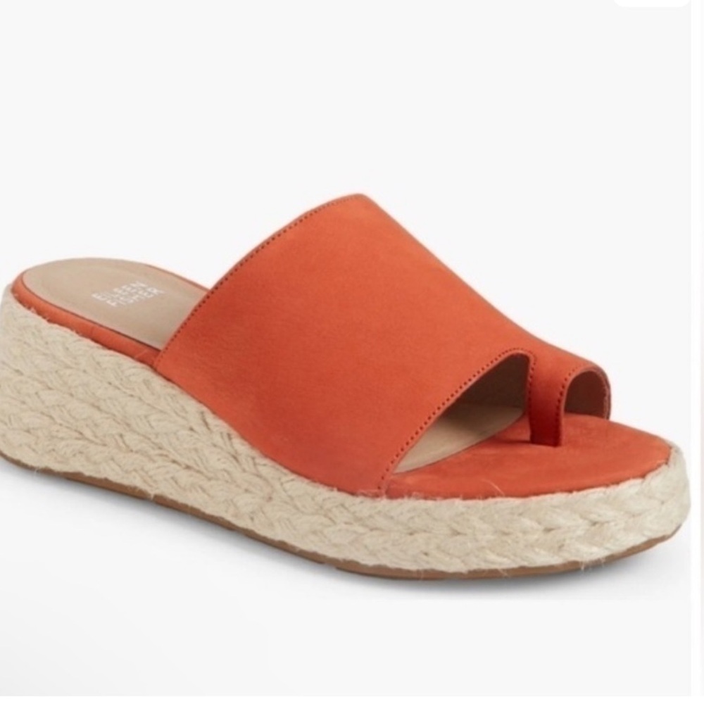 Eileen Fisher Tarry Orange Espadrille Wedges